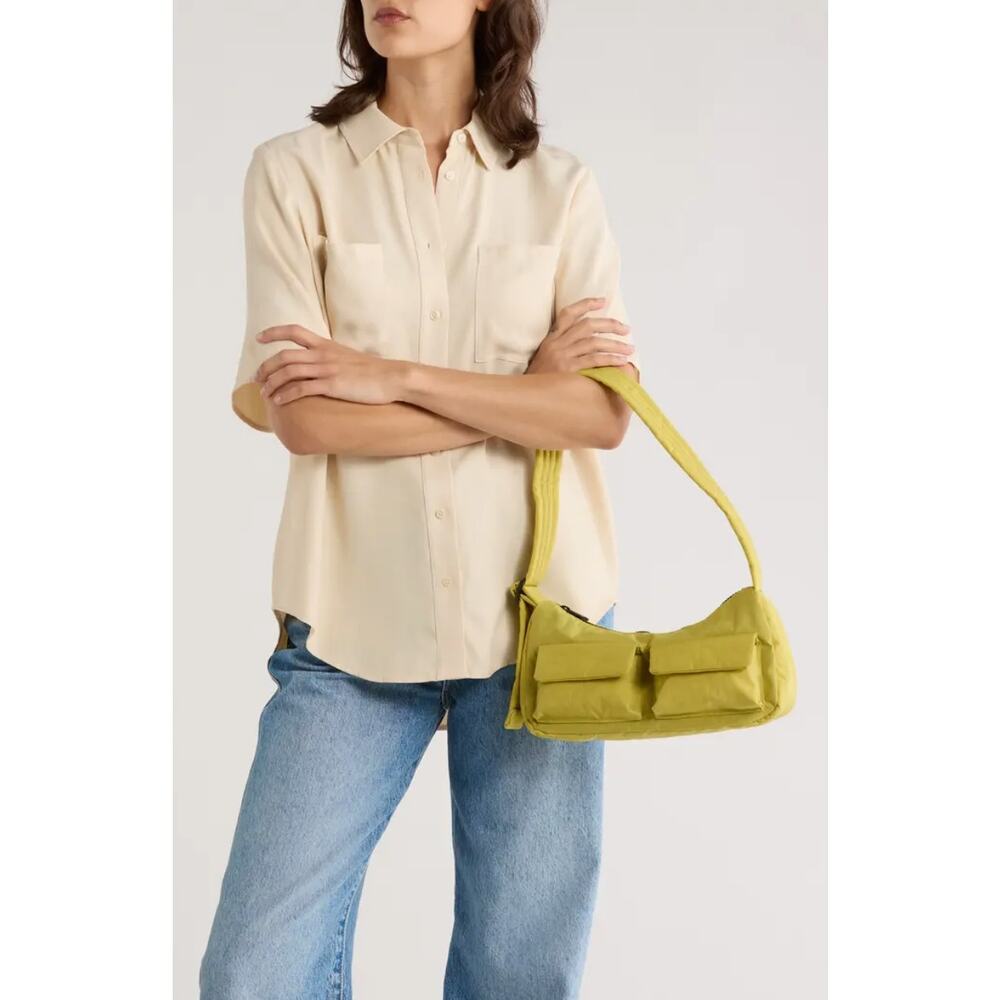 Baggu Lemongrass Recycled Nylon Cargo Shoulder Bag Hobo Minimalist Colorful Boho